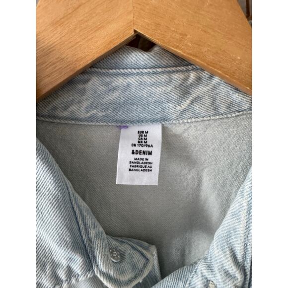 H&M &denim Light Wash Long Sleeve Denim Maxi/Midi Button Shirt Dress MEDIUM - Picture 5 of 9